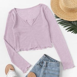 Never worn lettuce trim v neck crop top